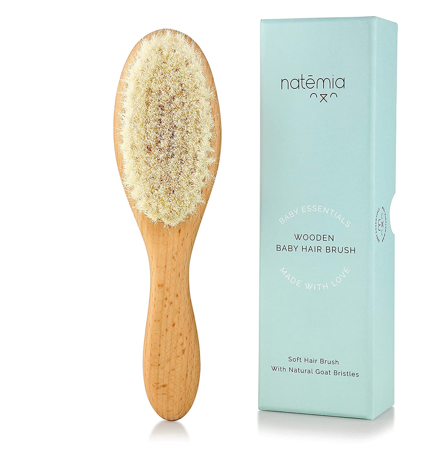 Natemia Quality Wooden Best Baby Hair Brush for Newborns